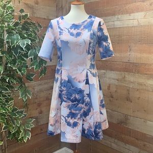 TIANA B. Watercolor Scuba Material Fit & Flare